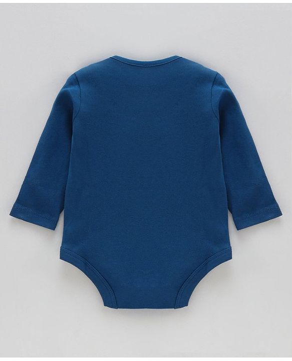Babyhug 100% Cotton Full Sleeves Onesie Santa Print - Blue