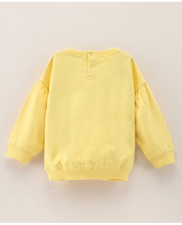 Babyhug Full Sleeves Knit Sweatshirt With 'Chip And Dale' Graphics & Balloon Sleeves - Yellow