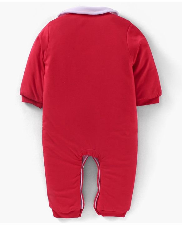 Babyhug Full Sleeves Romper Bear Embroidery - Red