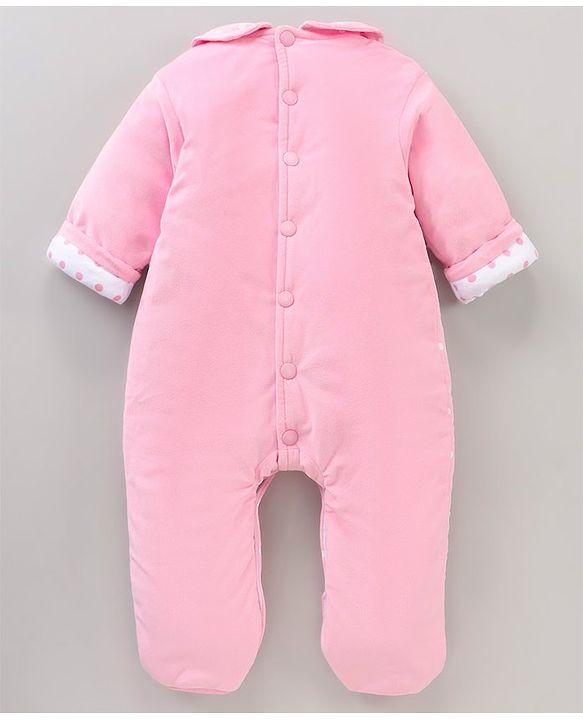 Babyhug Woven Full Sleeves Rompers Kitty Applique - Pink