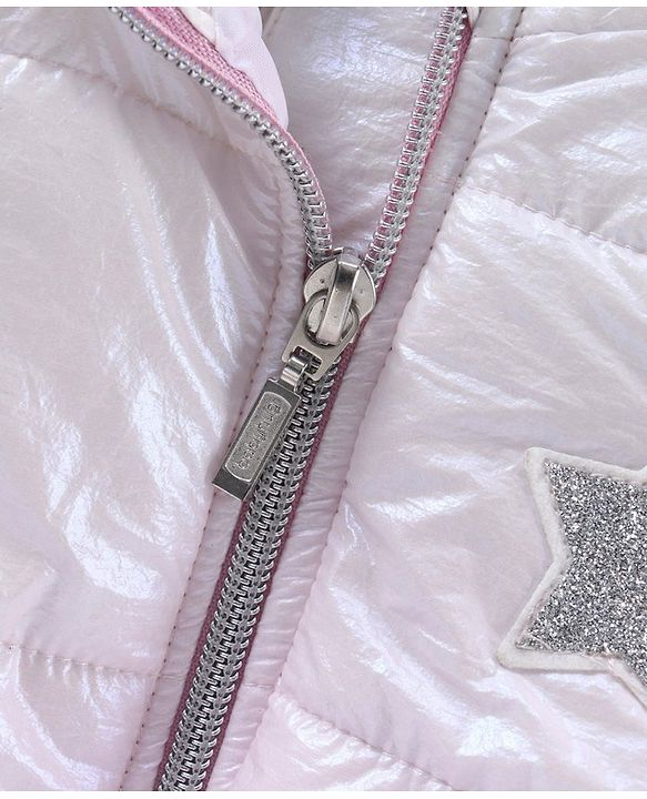 Babyhug Woven Full Sleeves Heavy Winter Jacket Colour Block - Pink