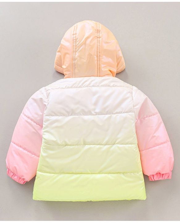 Babyhug Full Sleeves Hooded Jacket Color Block  Pattern with Heart Patch - Multicolour