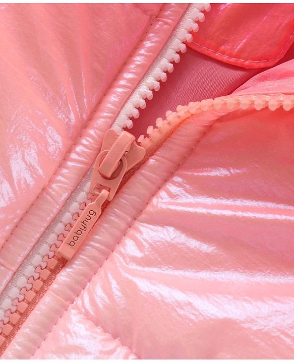 Babyhug Full Sleeves Color Block Hooded Jacket - Pink