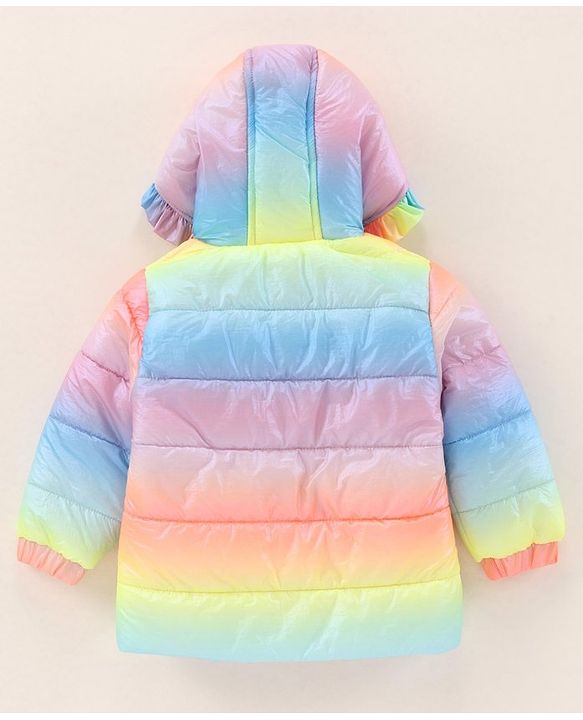 Babyhug Full Sleeves Woven Printed Hooded Padded Jacket - Multicolor