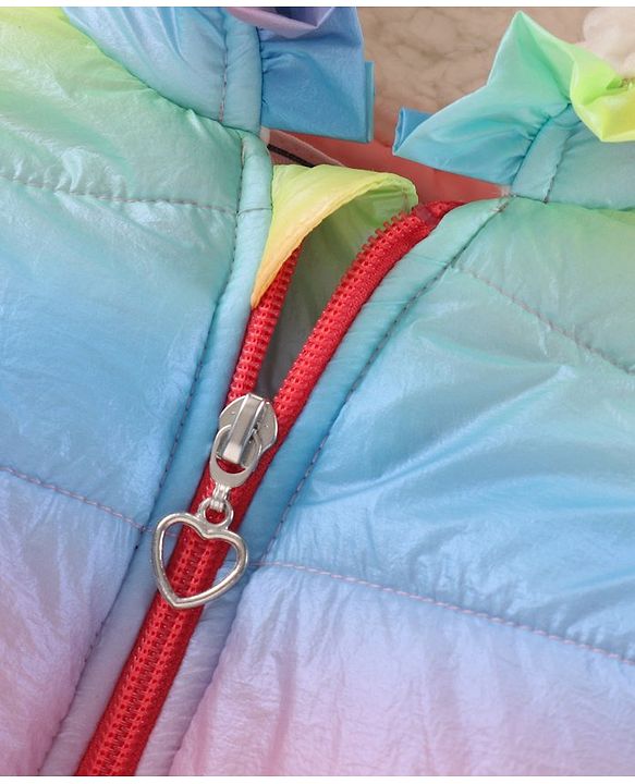 Babyhug Full Sleeves Woven Printed Hooded Padded Jacket - Multicolor