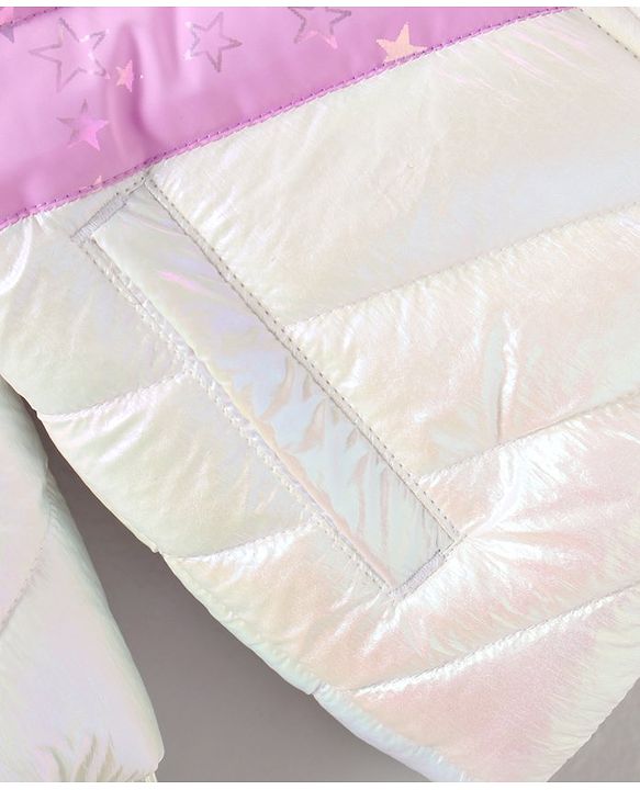 Babyhug Full Sleeves Woven Color Block Hooded Padded Jacket - Off White