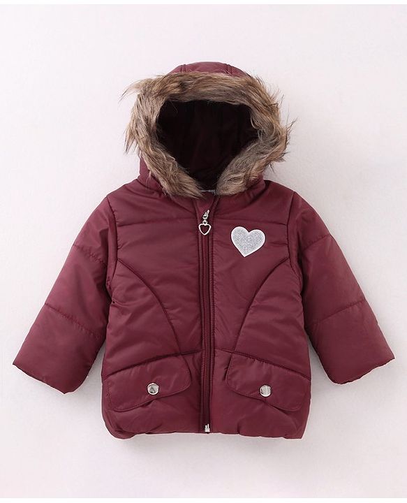 Babyhug Full Sleeves Solid Hooded Jacket - Maroon