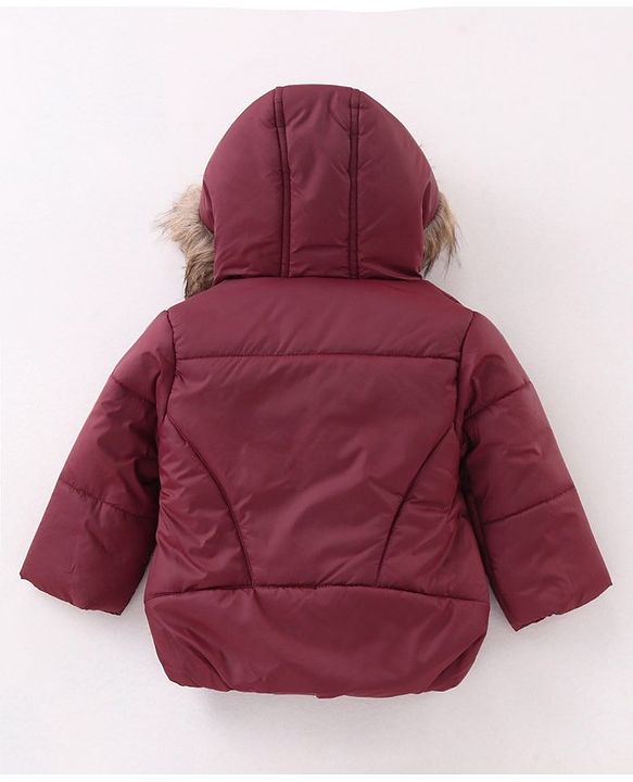 Babyhug Full Sleeves Solid Hooded Jacket - Maroon