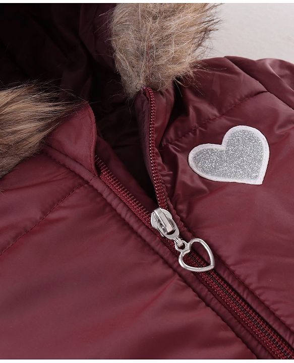 Babyhug Full Sleeves Solid Hooded Jacket - Maroon