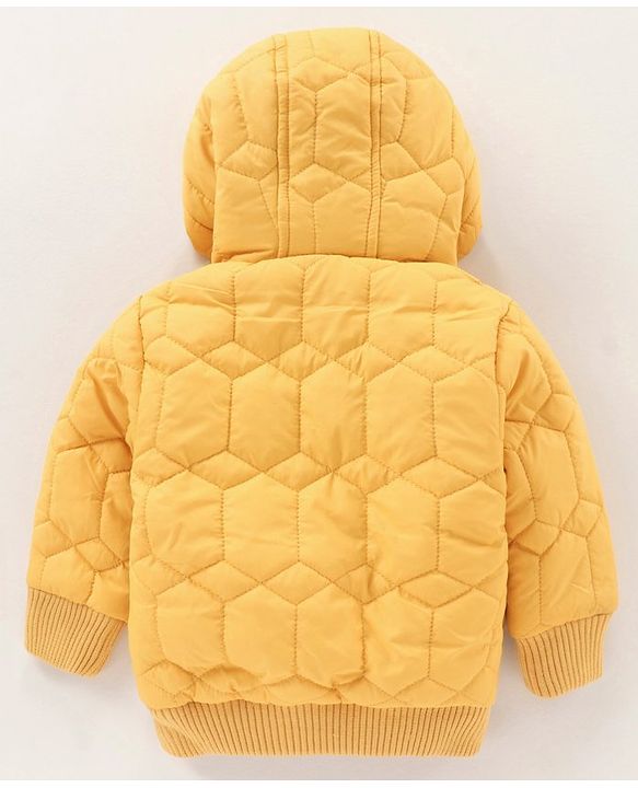 Babyhug Full Sleeves Solid Color Hooded Jacket - Yellow