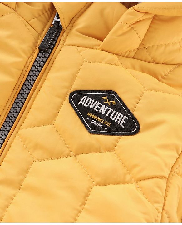 Babyhug Full Sleeves Solid Color Hooded Jacket - Yellow