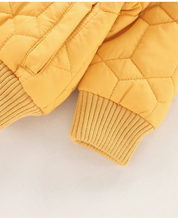 Babyhug Full Sleeves Solid Color Hooded Jacket - Yellow