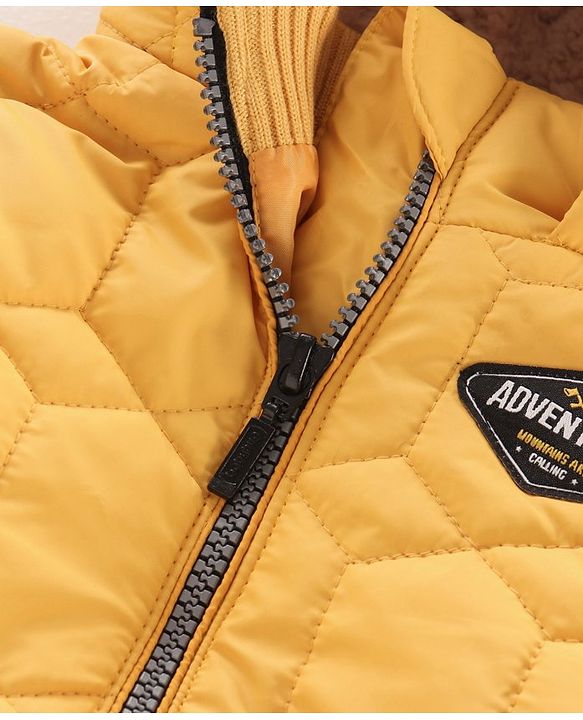 Babyhug Full Sleeves Solid Color Hooded Jacket - Yellow