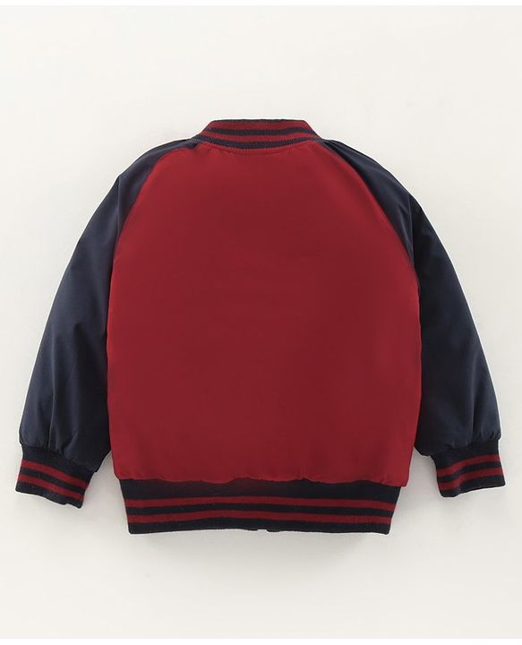 Babyhug Full Sleeves Bomber Jacket Color Block - Red