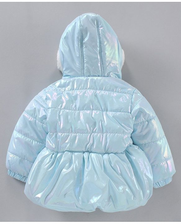 Babyhug Full Sleeves Hooded Jacket With Shimmer- Blue