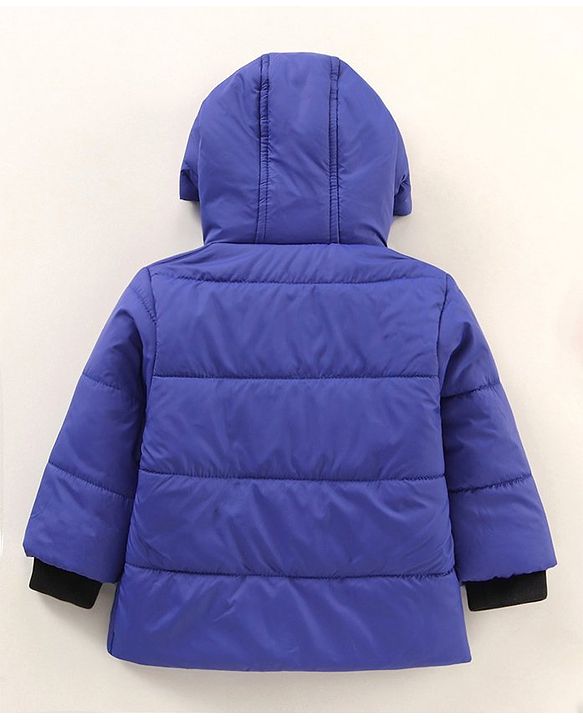Babyhug Full Sleeves Hooded Puffed Solid Colour Jacket - Blue