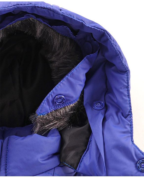 Babyhug Full Sleeves Hooded Puffed Solid Colour Jacket - Blue