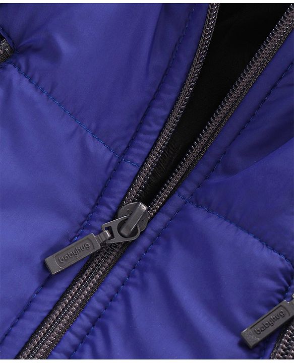 Babyhug Full Sleeves Hooded Puffed Solid Colour Jacket - Blue