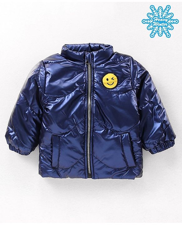 Babyhug Full Sleeves Quilted Jacket - Blue