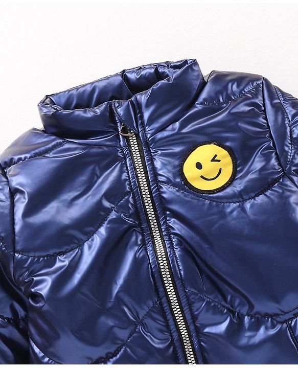 Babyhug Full Sleeves Quilted Jacket - Blue