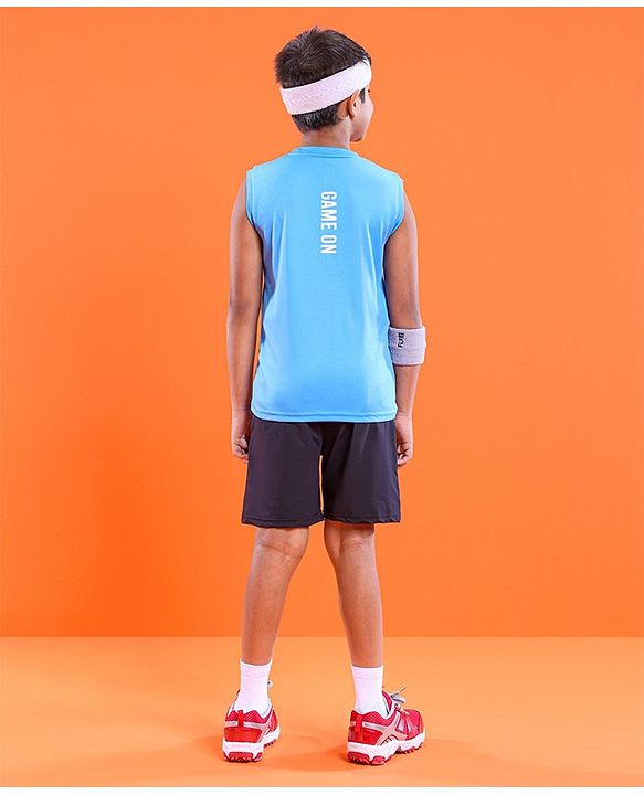 Pine Active Skin Friendly & Breathable Sleeveless Printed T-Shirt - Blue
