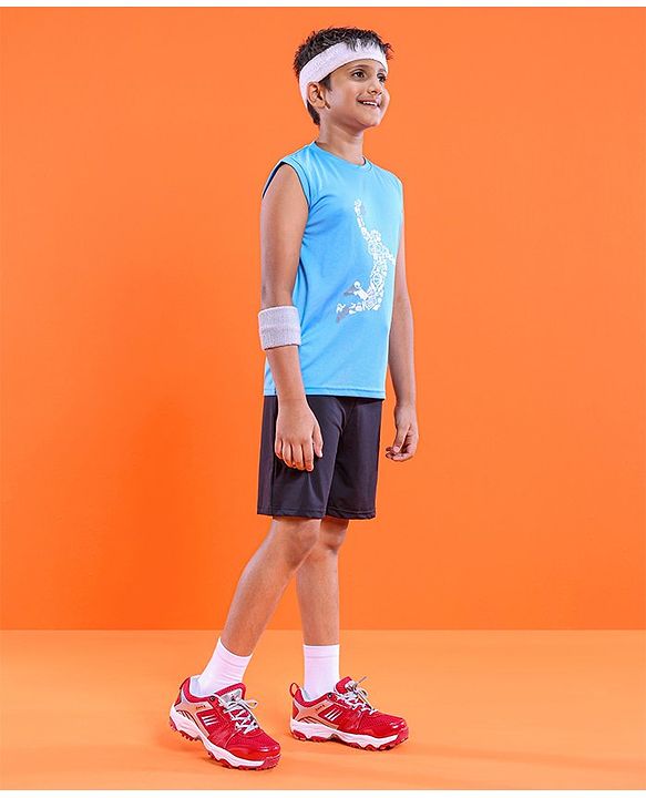 Pine Active Skin Friendly & Breathable Sleeveless Printed T-Shirt - Blue