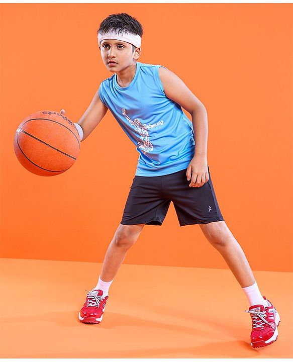 Pine Active Skin Friendly & Breathable Sleeveless Printed T-Shirt - Blue