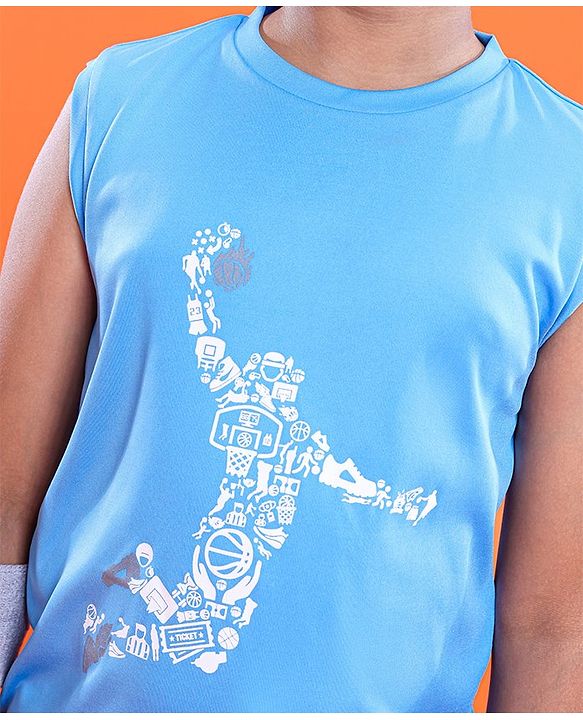 Pine Active Skin Friendly & Breathable Sleeveless Basketball Sportswear T-Shirt - Blue