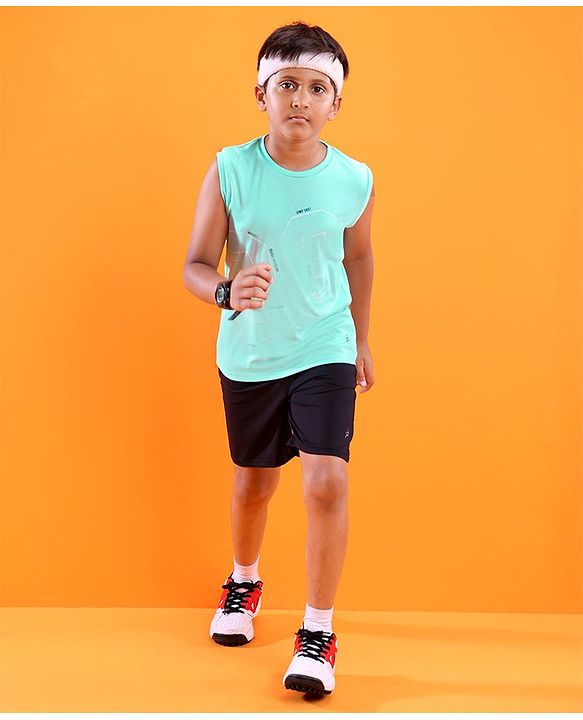 Pine Active Sleeveless Sports T-Shirt Text Print - Multicolor