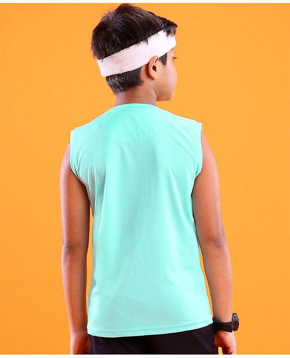 Pine Active Sleeveless Sports T-Shirt Text Print - Multicolor