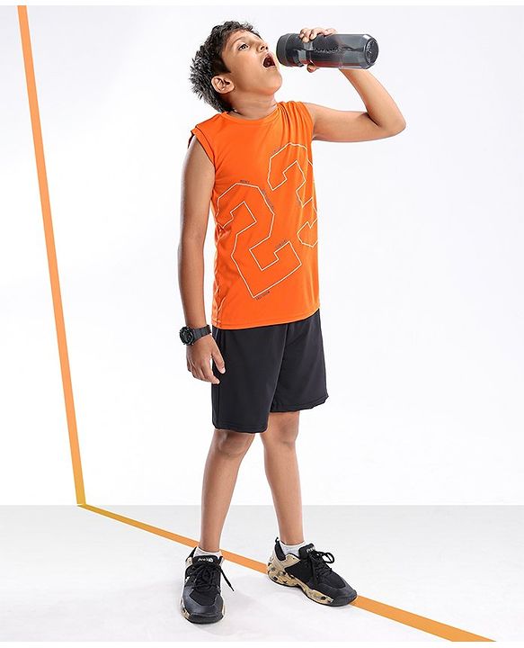 Pine Active Sleeveless Tee Numeric 23 Print - Orange