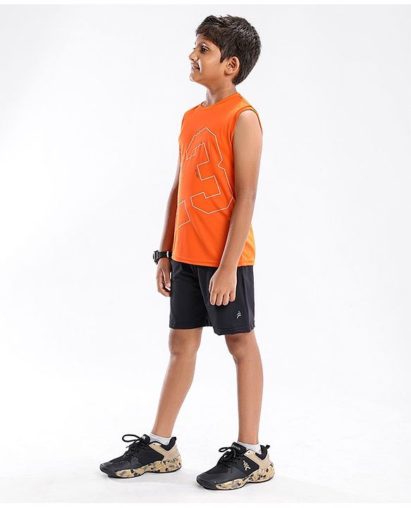 Pine Active Sleeveless Tee Numeric 23 Print - Orange