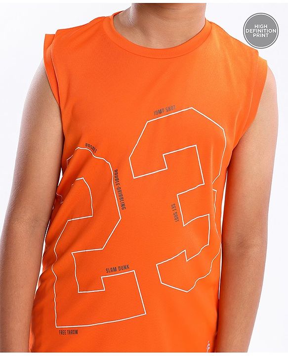 Pine Active Sleeveless Tee Numeric 23 Print - Orange