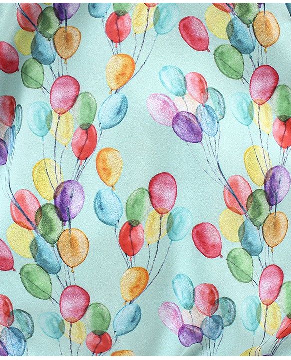 Babyhug Woven Full Sleeves Hooded Rompers Balloons Print - Blue