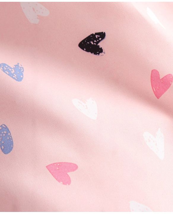Babyhug Woven Full Sleeves Hooded Heart Print Romper - Pink