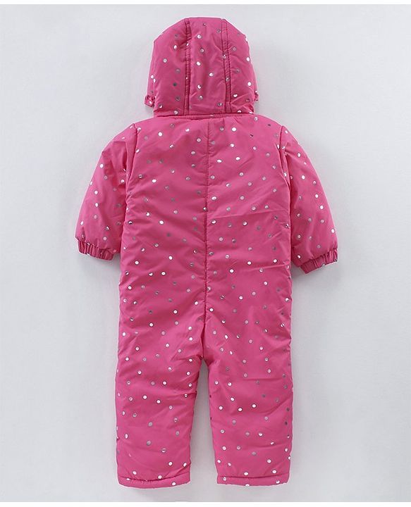 Babyhug Full Sleeves All over printed Winter Wear Romper - Pink