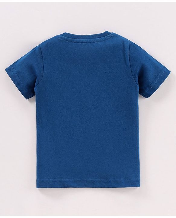 Babyhug Half Sleeves Tee With Shorts Dino & Stripes Print- Blue