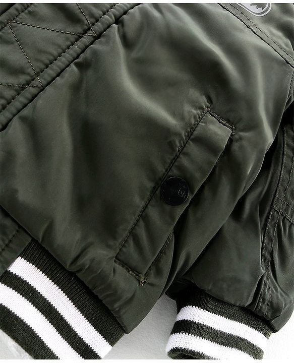 Babyhug Full Sleeves Hooded Solid Color Fashion Heavy Winter Jacket - Olive Green