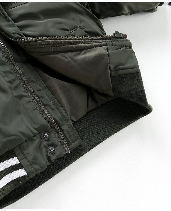 Babyhug Full Sleeves Hooded Solid Color Fashion Heavy Winter Jacket - Olive Green