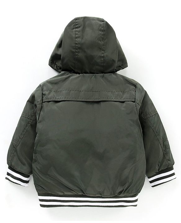 Babyhug Full Sleeves Hooded Solid Color Fashion Heavy Winter Jacket - Olive Green