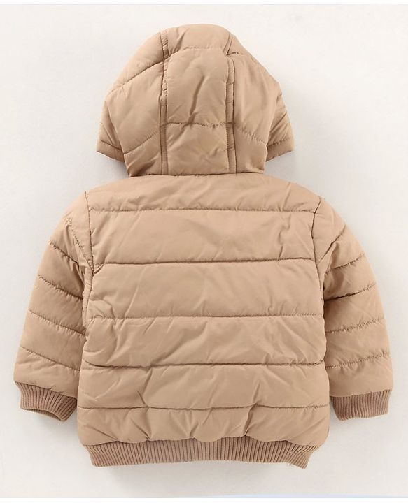 Babyhug Full Sleeves Solid Heavy Winter Hooded Jacket - Fawn