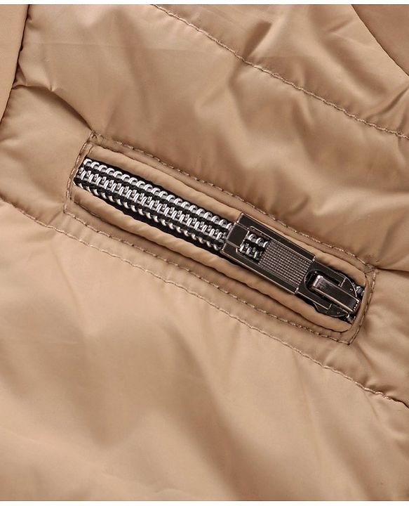 Babyhug Full Sleeves Solid Heavy Winter Hooded Jacket - Fawn