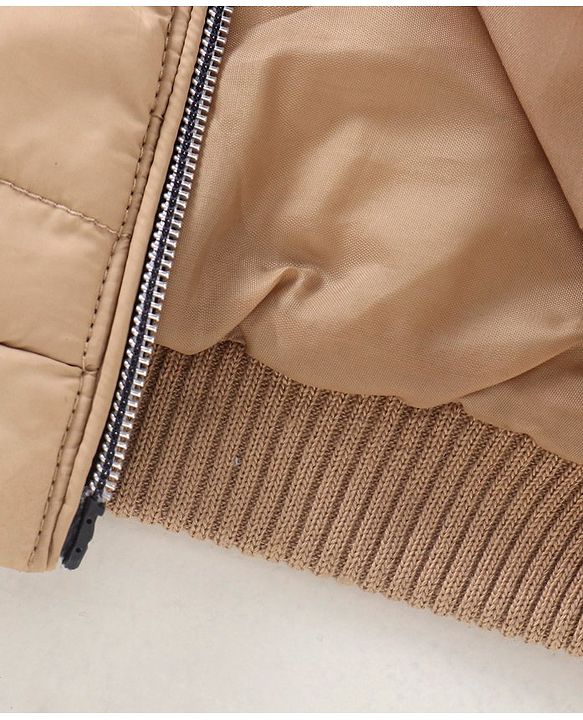 Babyhug Full Sleeves Solid Heavy Winter Hooded Jacket - Fawn