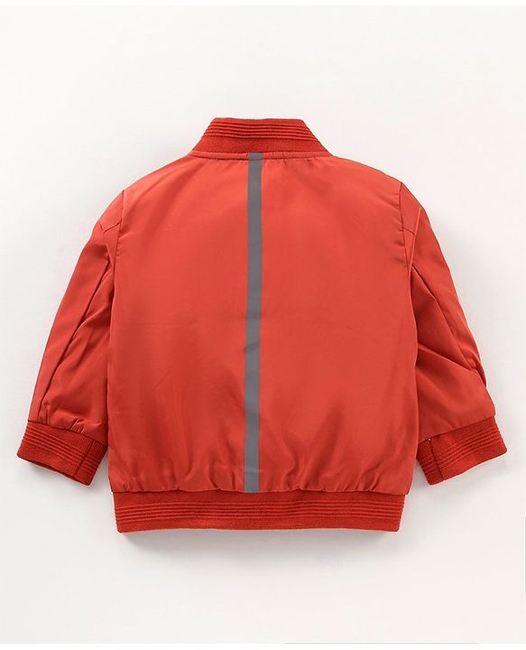 Babyhug Full Sleeves Solid Light Weight Bomber Jacket - Rust