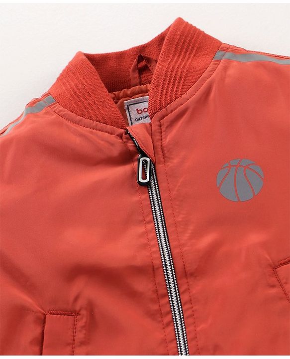Babyhug Full Sleeves Solid Light Weight Bomber Jacket - Rust