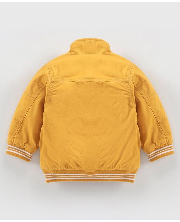 Babyhug Full Sleeves Jacket Solid & Stripes Print- Mustard