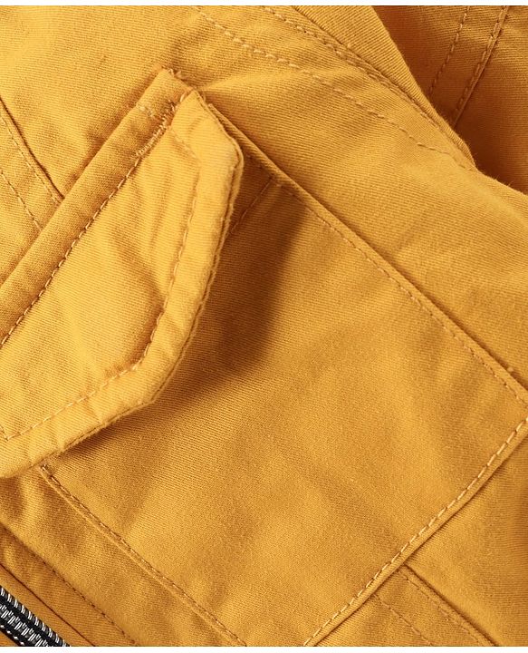 Babyhug Full Sleeves Jacket Solid & Stripes Print- Mustard