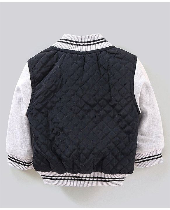 Babyhug Full Sleeves Reversible Jacket Solid & Stripes Print- Navy White