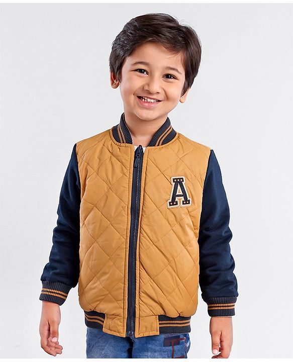 Babyhug Full Sleeves Reversible Jacket Solid & Stripes Print- Navy White