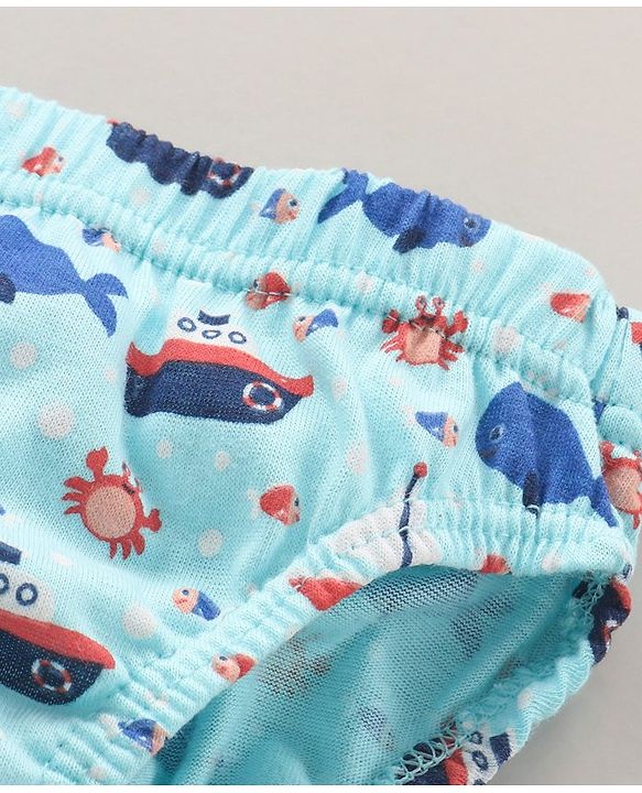 Babyhug Cotton Knit Antibacterial Stripe & Star Printed Briefs Pack of 5 - Multicolour